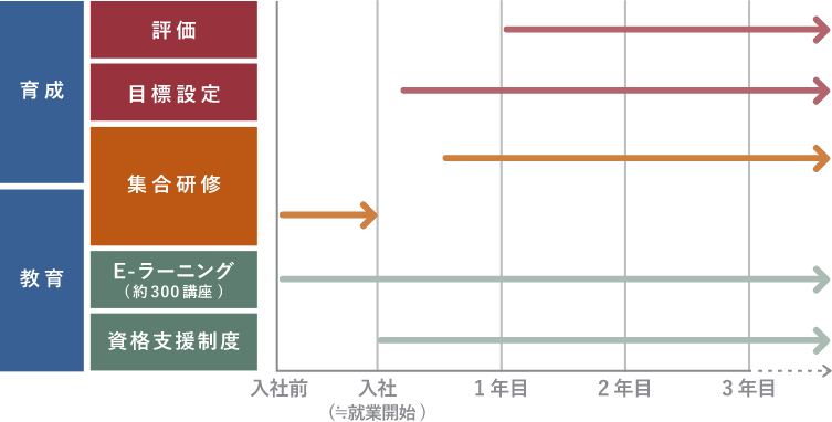 事務職の未経験層が多いということですが、早期に業務に慣れる・習得するための施策は行っていますか