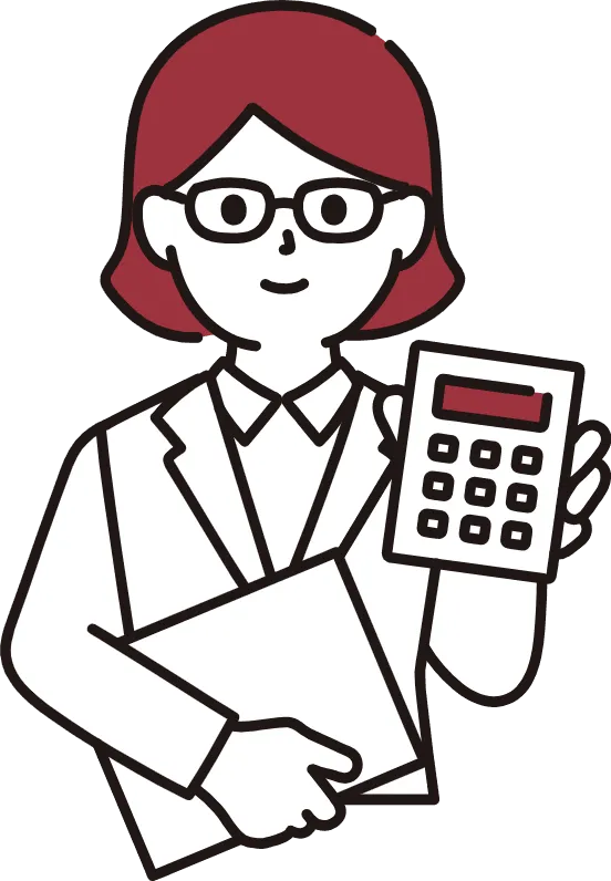 電卓を持つ女性