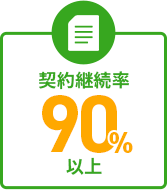 契約継続率90%以上